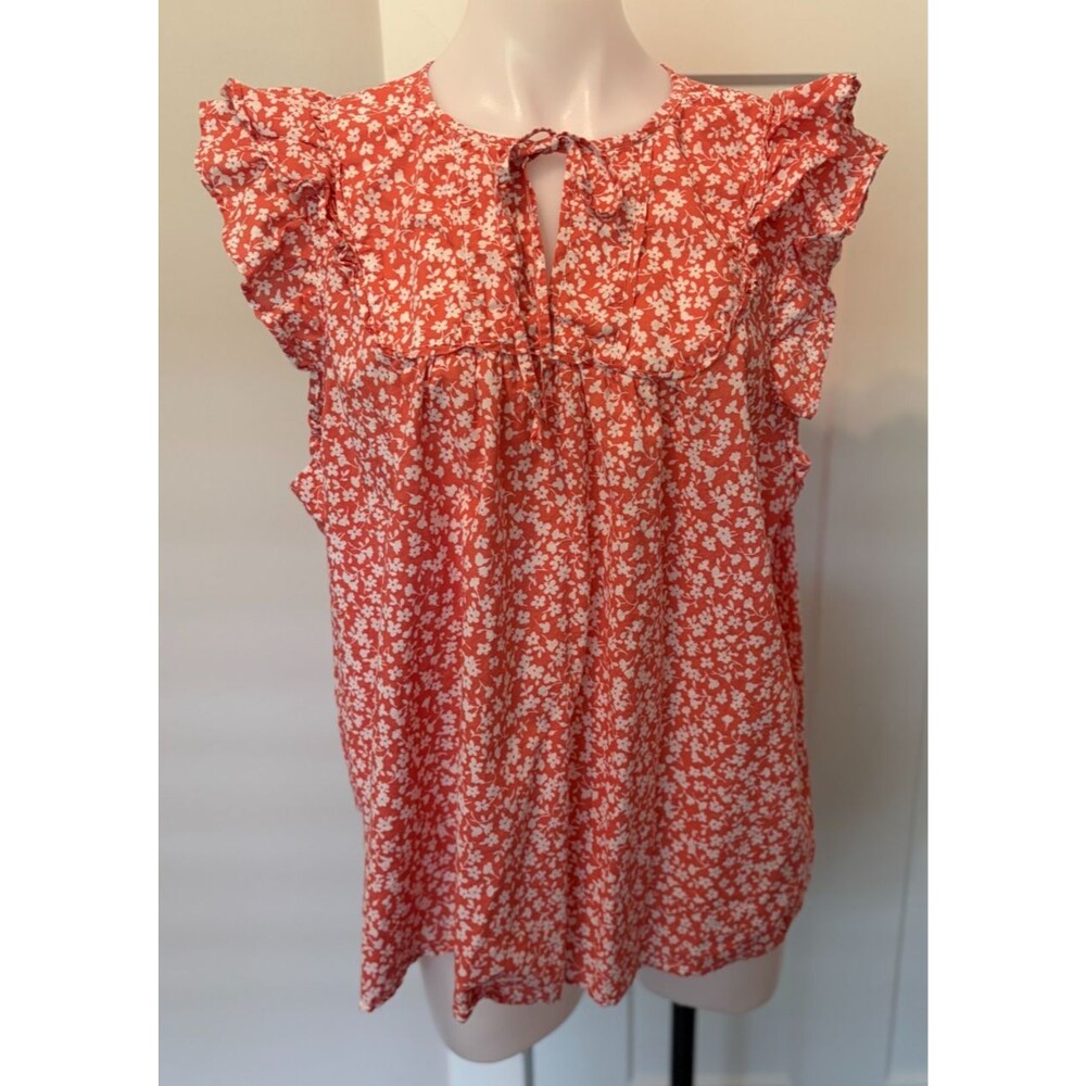 J CREW Womens TOP Short Sleeve Peach/Pink White FLORAL Size 3X